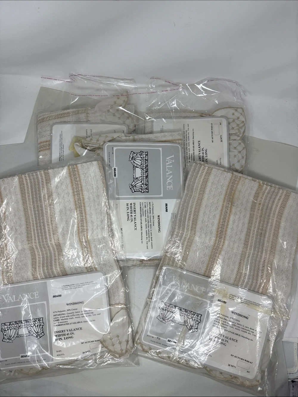 VINTAGE SEARS VALANCE WINDSONG AUTUMN WHEAT LOT OF 5 41